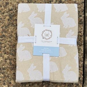 The Farmhouse Beige Bunny Tablecloth Rachel Ashwell Easter Spring 60x84
